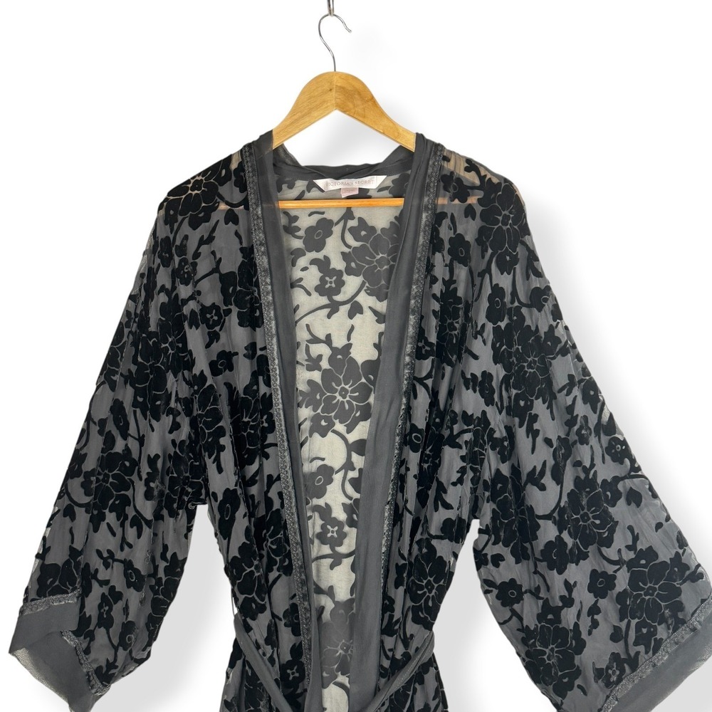 Victoria's Secret Robe Size Large Silk Blend Velvet Burnout Whimsigoth VTG Y2K - Picture 15 of 16